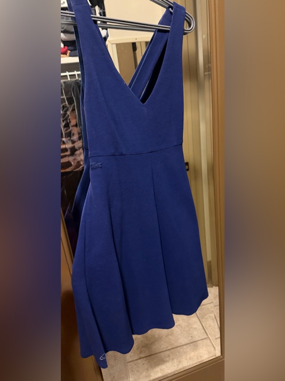 Lacoste Royal Blue Sleeveless V-Neck Fit-and-Flare Dress